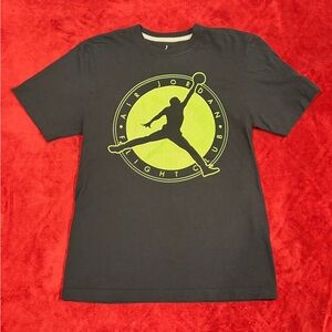 Air Jordan Flight Club Black T-Shirt Neon Green Logo